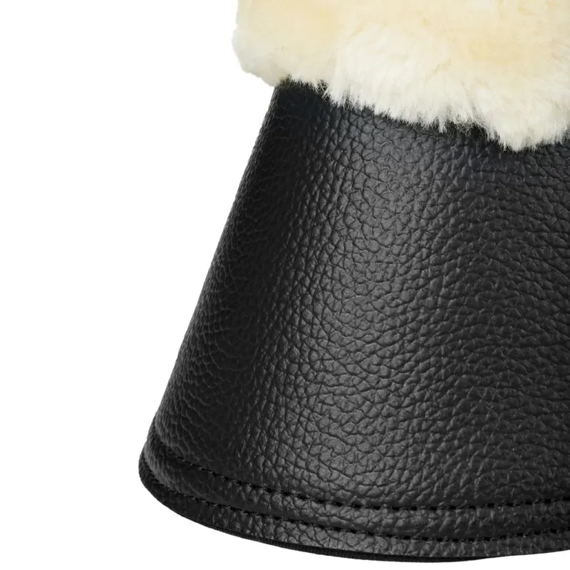 LeMieux Fleece WrapRound Bell Boots - Black/Natural-3