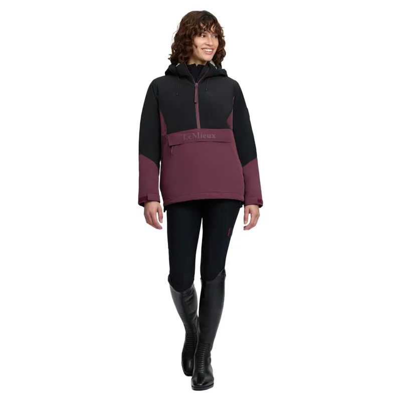 LeMieux Phoebe Women's Waterproof 1/2 Zip Anorak - Black/Bramble-3