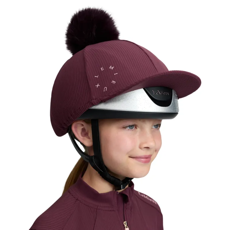 LeMieux Ribbed Helmet Cover - Bramble-2
