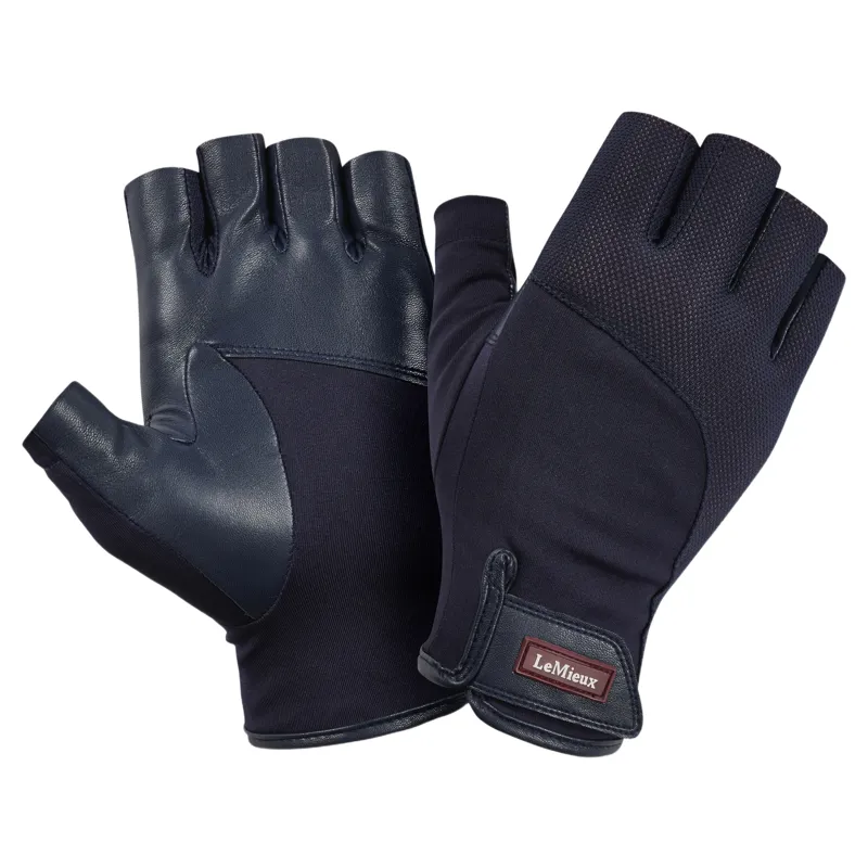 LeMieux Adults Fingerless Riding Gloves - Navy