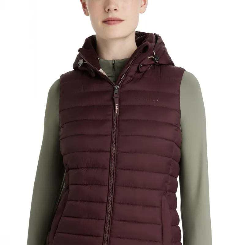 LeMieux Rose Women's Hooded Puffer Vest - Damson-3