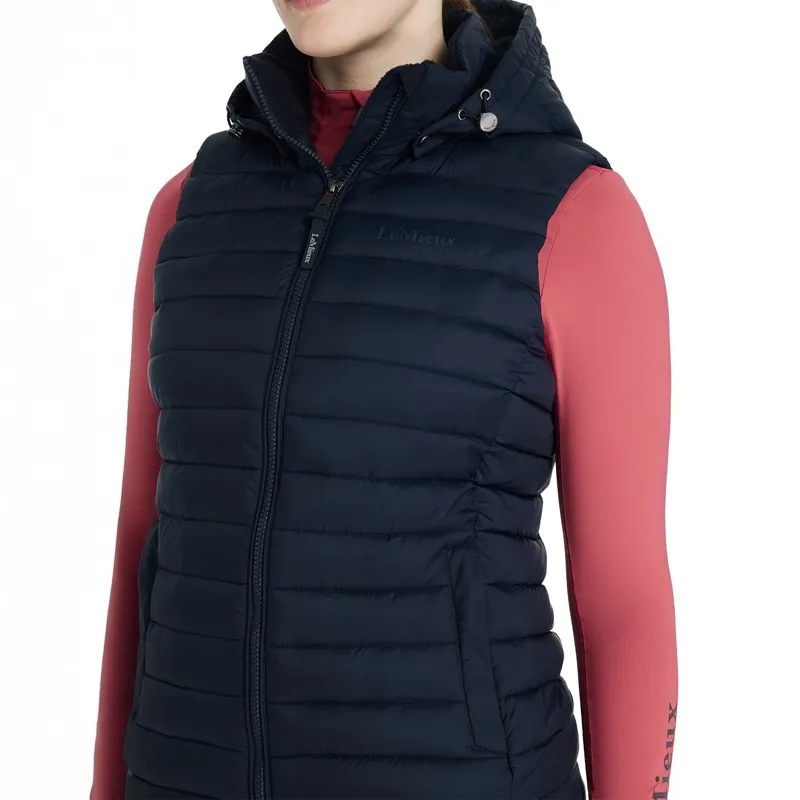 LeMieux Rose Women's Hooded Puffer Vest - Navy-3