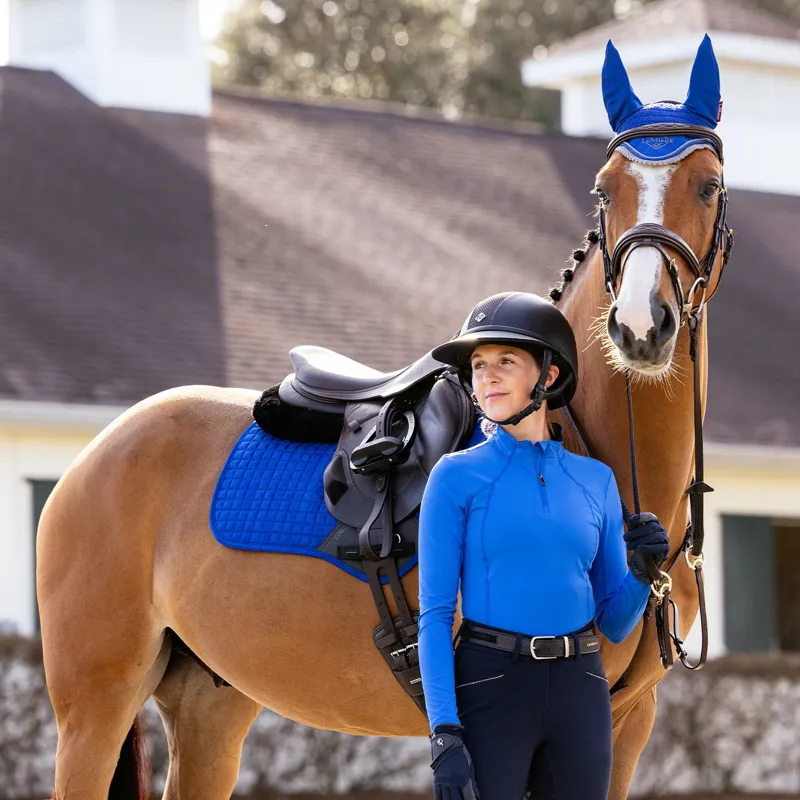 LeMieux Suede Close Contact Saddle Pad - Benetton Blue-2