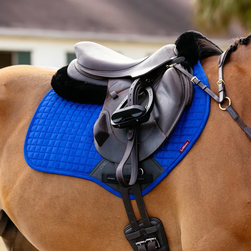 LeMieux Suede Close Contact Saddle Pad - Benetton Blue-1