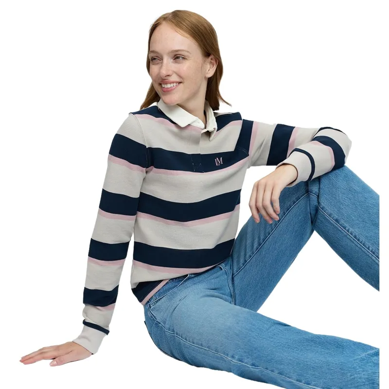 LeMieux Sloane Women's Striped Rugby Shirt - Stone-3