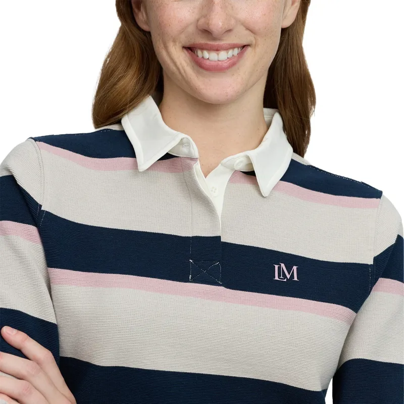 LeMieux Sloane Women's Striped Rugby Shirt - Stone-4
