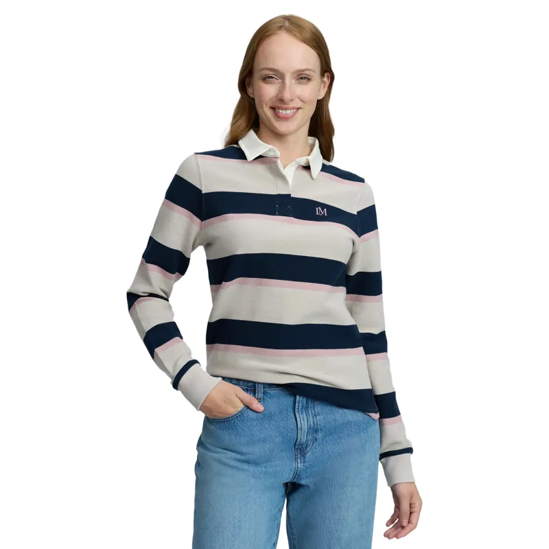 LeMieux Sloane Women's Striped Rugby Shirt - Stone