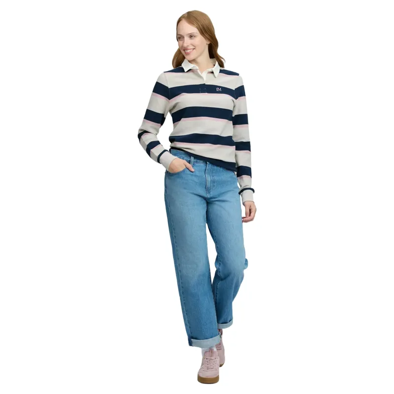 LeMieux Sloane Women's Striped Rugby Shirt - Stone-6