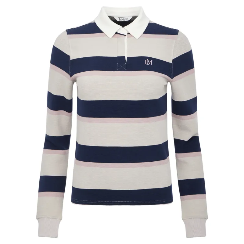 LeMieux Sloane Women's Striped Rugby Shirt - Stone-1
