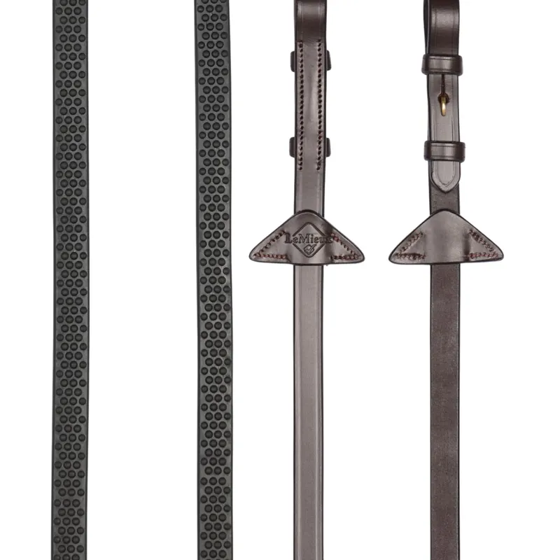 LeMieux Soft Rubber Reins - Havana/Brass
