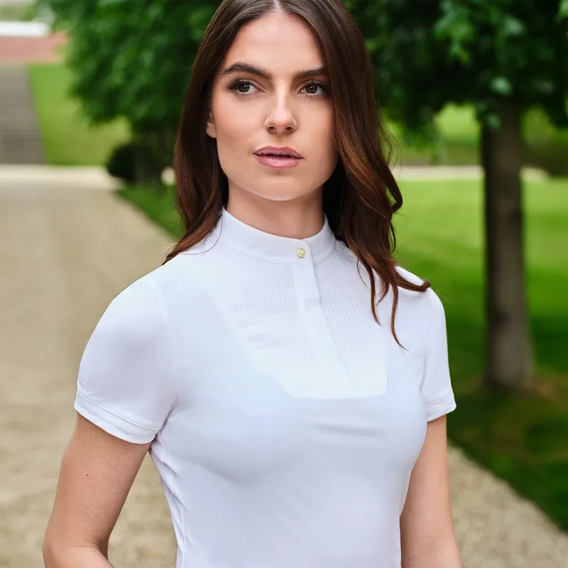 LeMieux Sophia Womens Short Sleeve Pleated Show Shirt - White-6