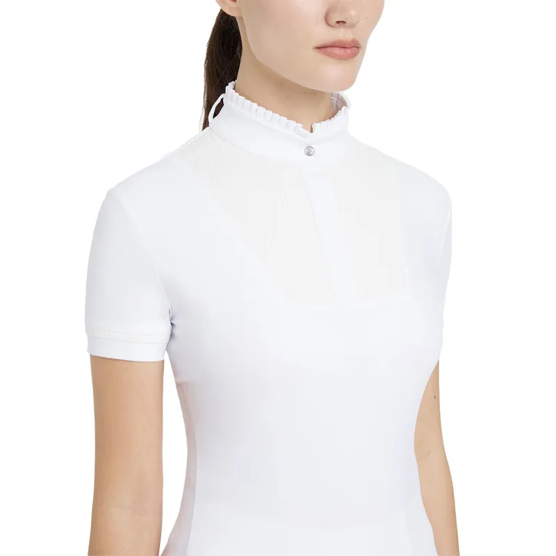 LeMieux Sophia Womens Short Sleeve Pleated Show Shirt - White-5