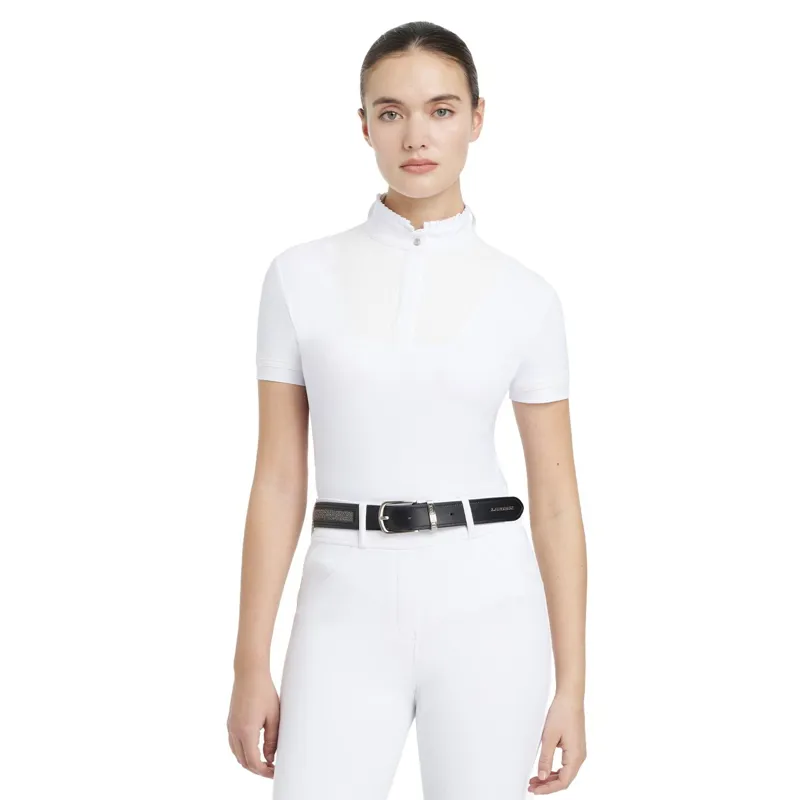 LeMieux Sophia Womens Short Sleeve Pleated Show Shirt - White-4