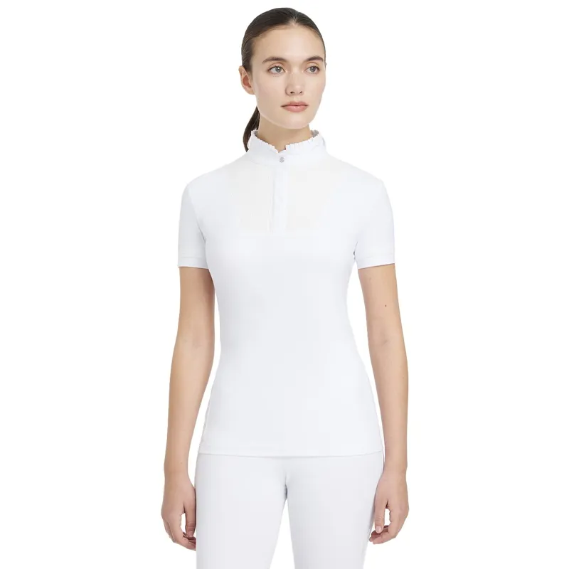 LeMieux Sophia Womens Short Sleeve Pleated Show Shirt - White