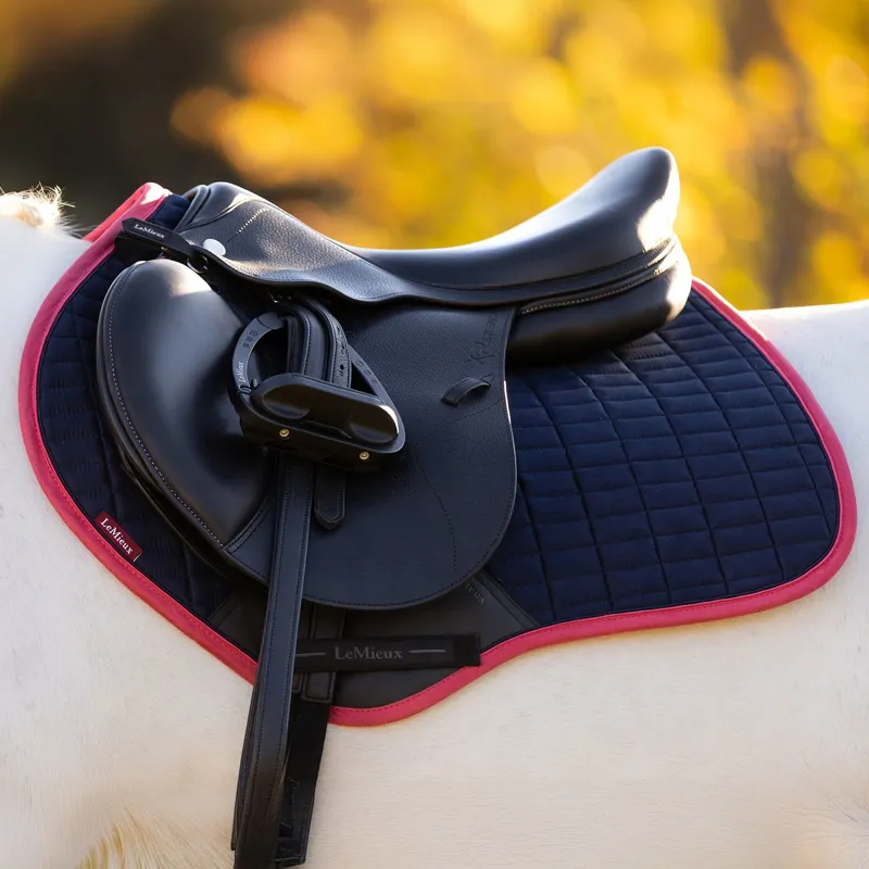LeMieux Suede Close Contact Saddle Pad - Navy/Cranberry-1