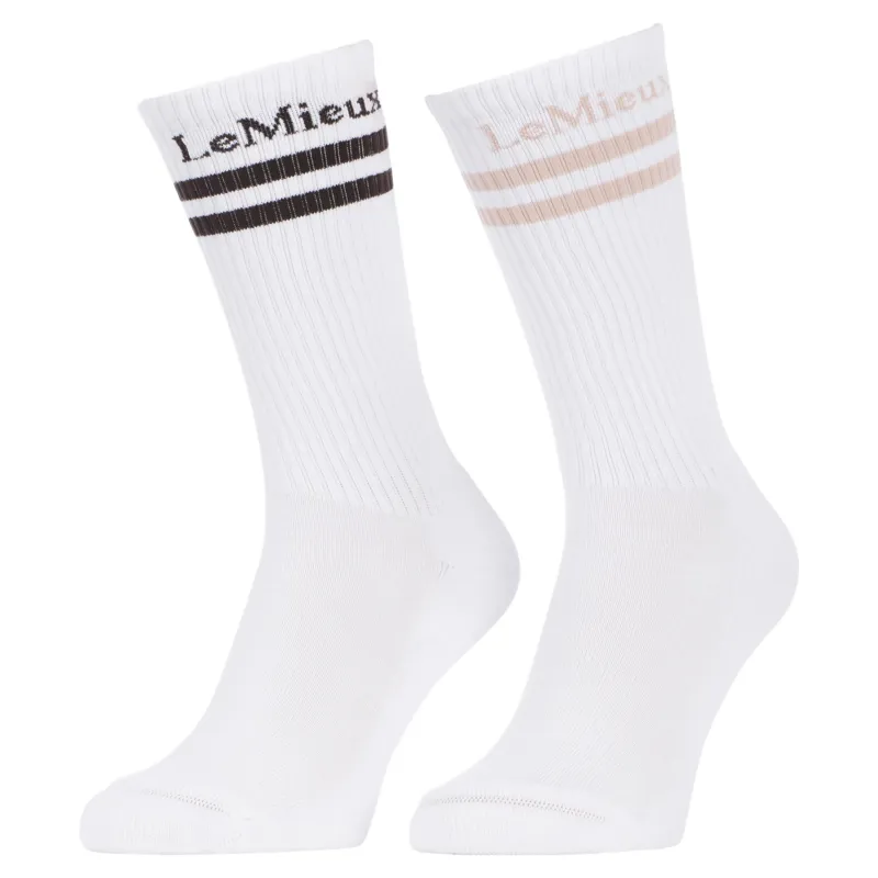 LeMieux Tall Adult Crew Socks 2 Pack - White
