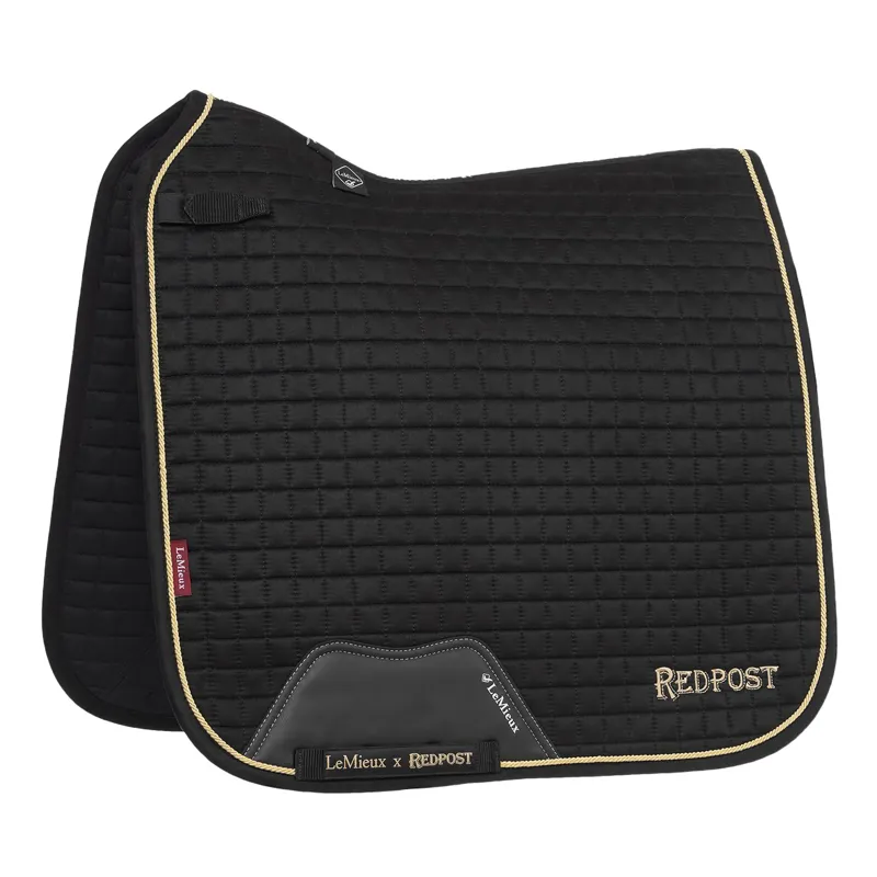 LeMieux x Redpost Suede Dressage Saddle Pad - Black/Gold