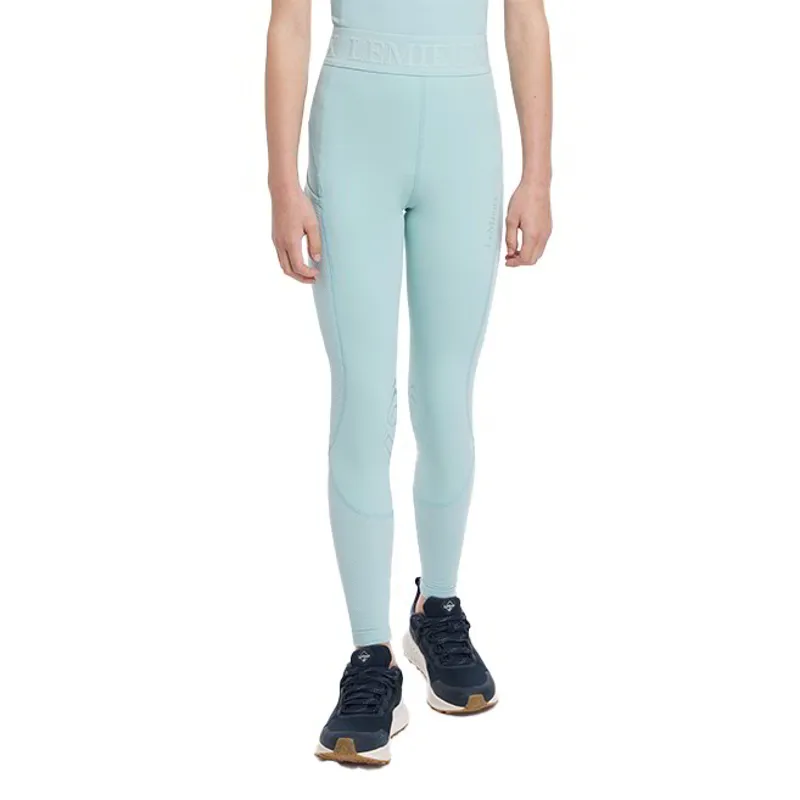 LeMieux Young Rider Lizzie Mesh Knee Grip Junior Riding Tights - Aqua-1