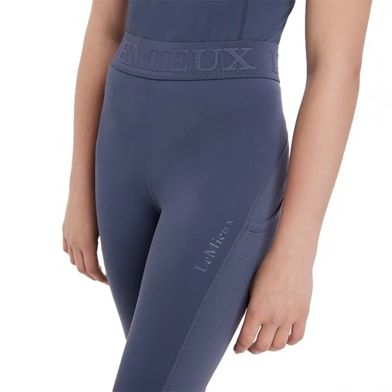 LeMieux Lizzie Mesh Knee Grip Junior Riding Tights - Dusk Blue-3