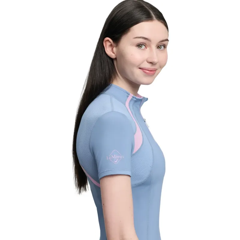 LeMieux Young Rider Mia Mesh Short Sleeve Base Layer - Powder Blue-3