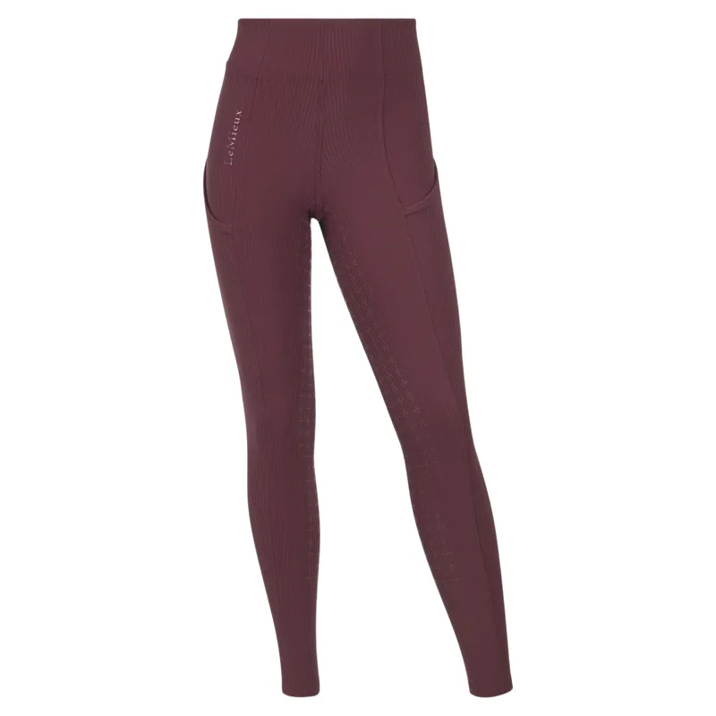 LeMieux Young Rider Orla Ribbed Full Grip Riding Tights - Bramble-1