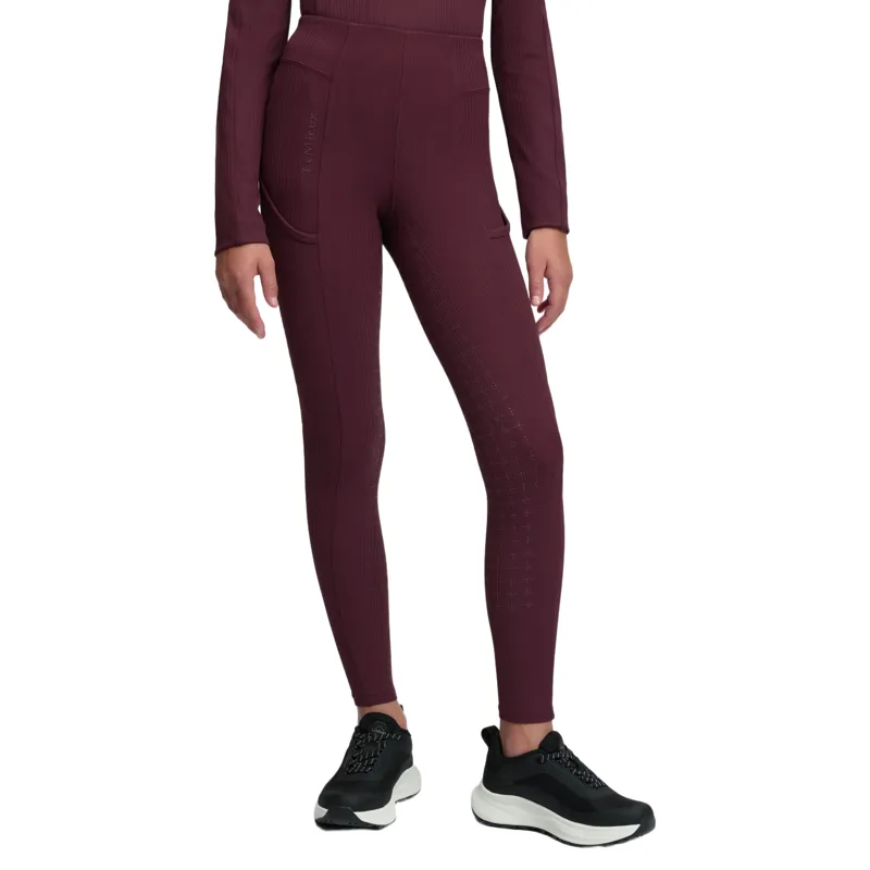 LeMieux Young Rider Orla Ribbed Full Grip Riding Tights - Bramble