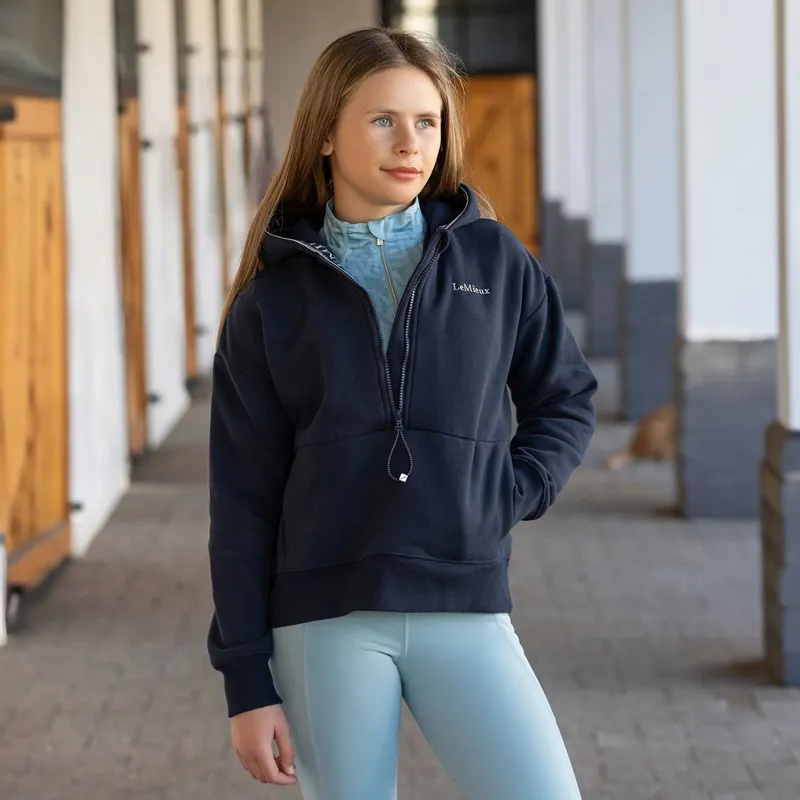 LeMieux Young Rider Hettie Quarter Zip Junior Hoodie - Navy-2