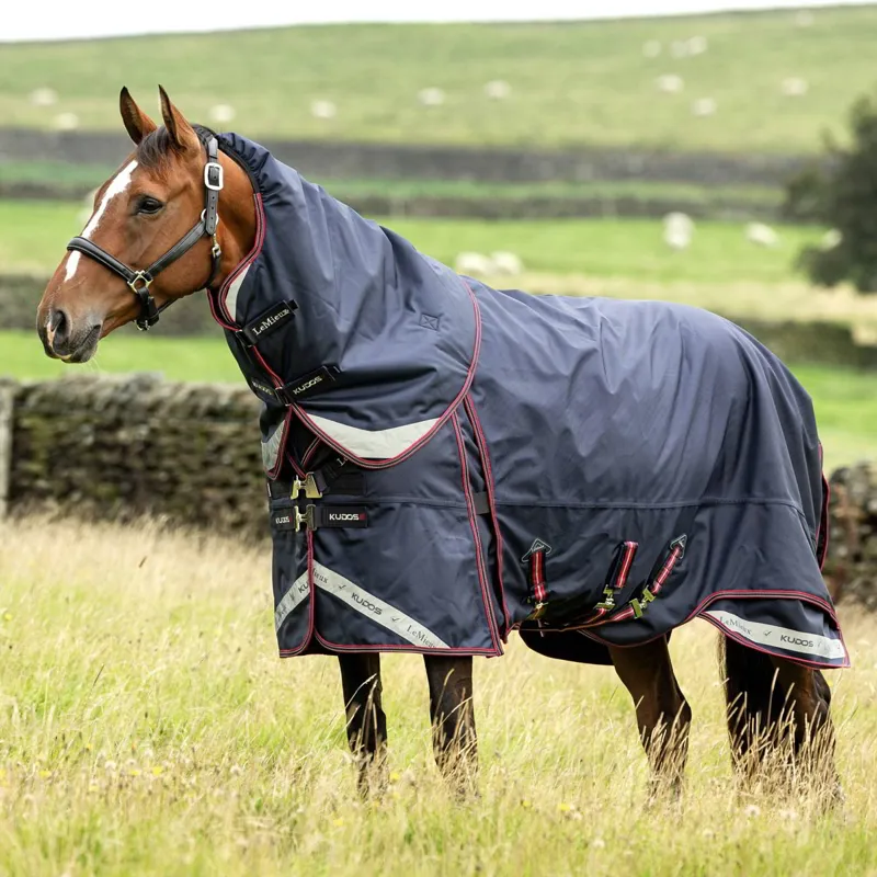LeMieux Kudos Thermo Layer 300g Detachable Neck Turnout Blanket - Navy-1