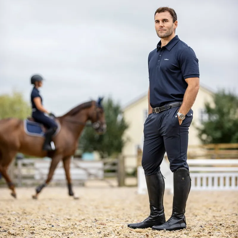 LeMieux Elite Classic Pleated Knee Grip Men's Breeches - Navy-3