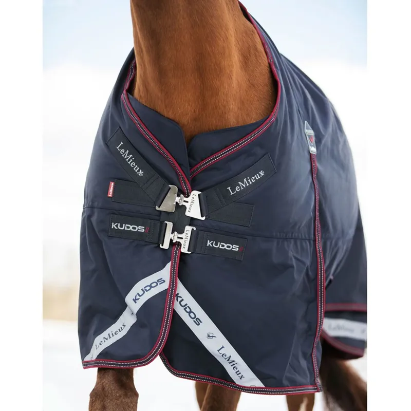 LeMieux Kudos 350g Detachable Neck Turnout Blanket - Navy-4