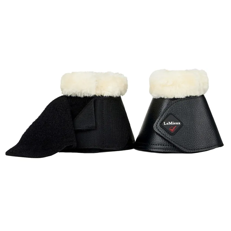 LeMieux Fleece WrapRound Bell Boots - Black/Natural-1