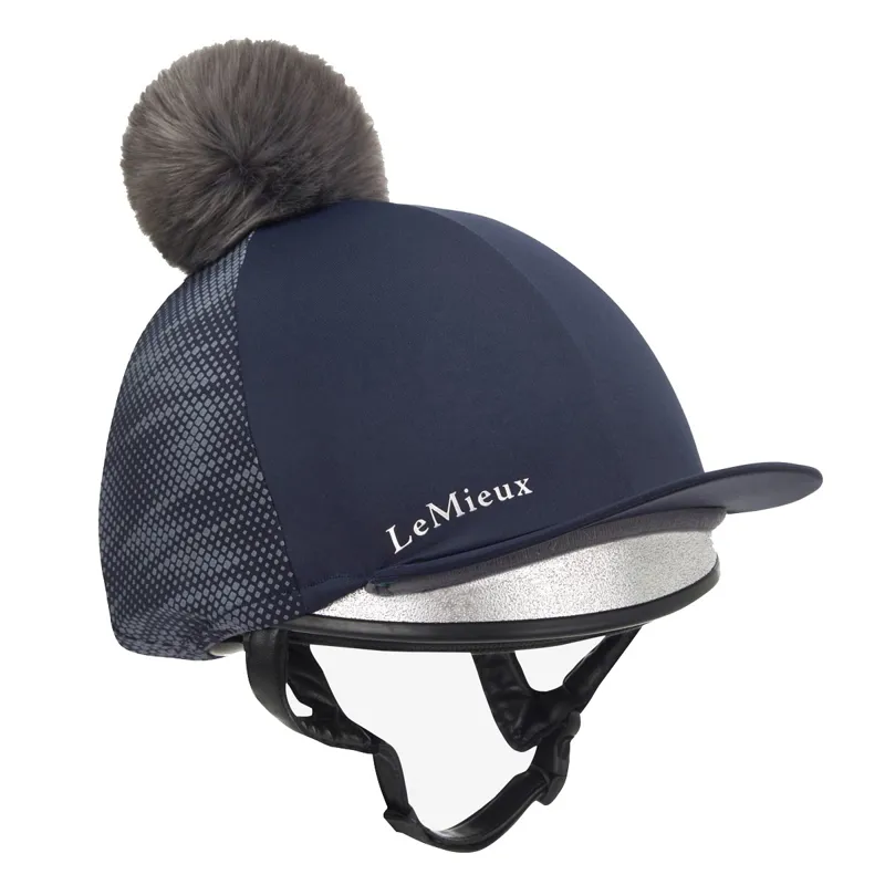 LeMieux Eleanor Reflective Pom Helmet Cover - Navy