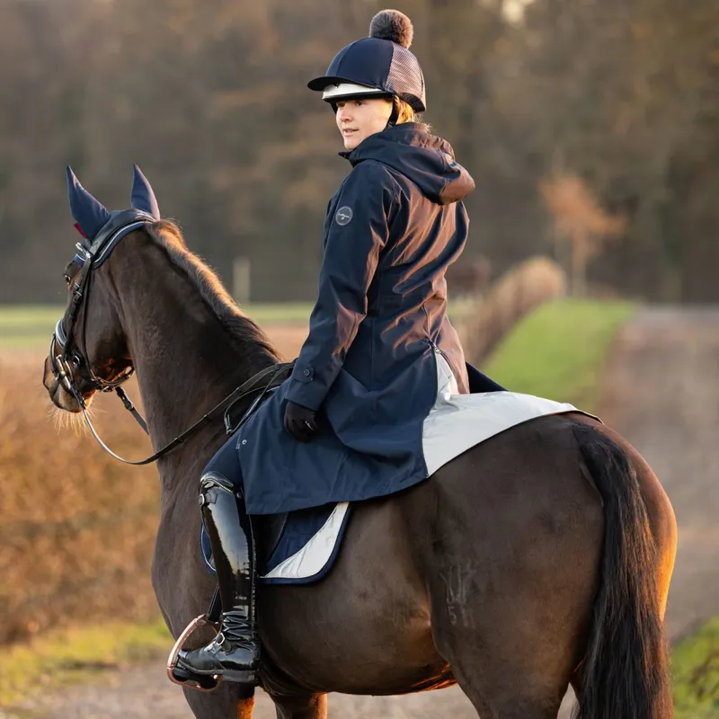 LeMieux Eleanor Reflective Pom Helmet Cover - Navy-1