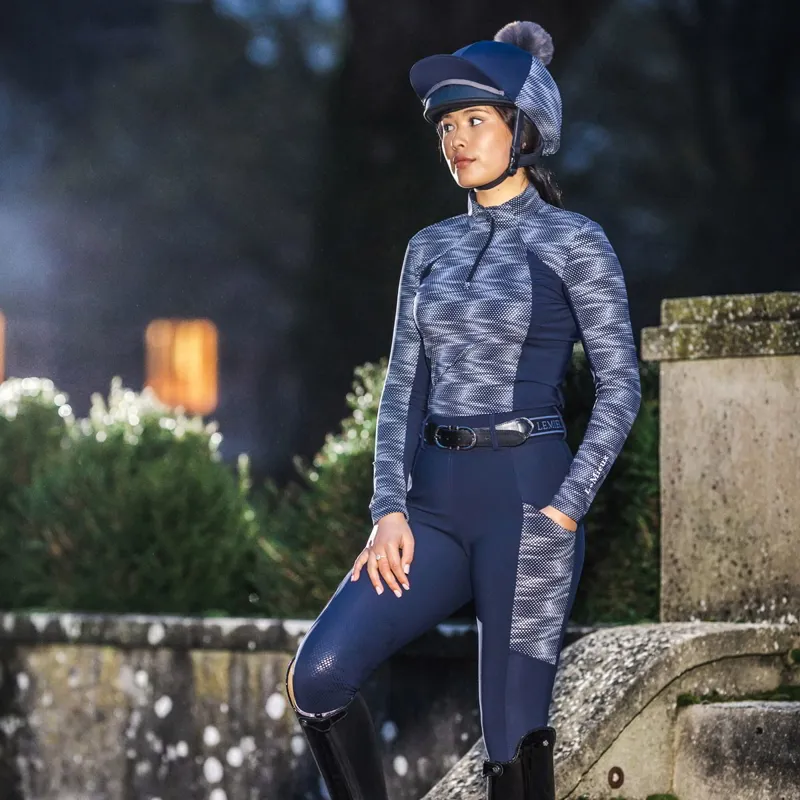 LeMieux Eleanor Reflective Pom Helmet Cover - Navy-2