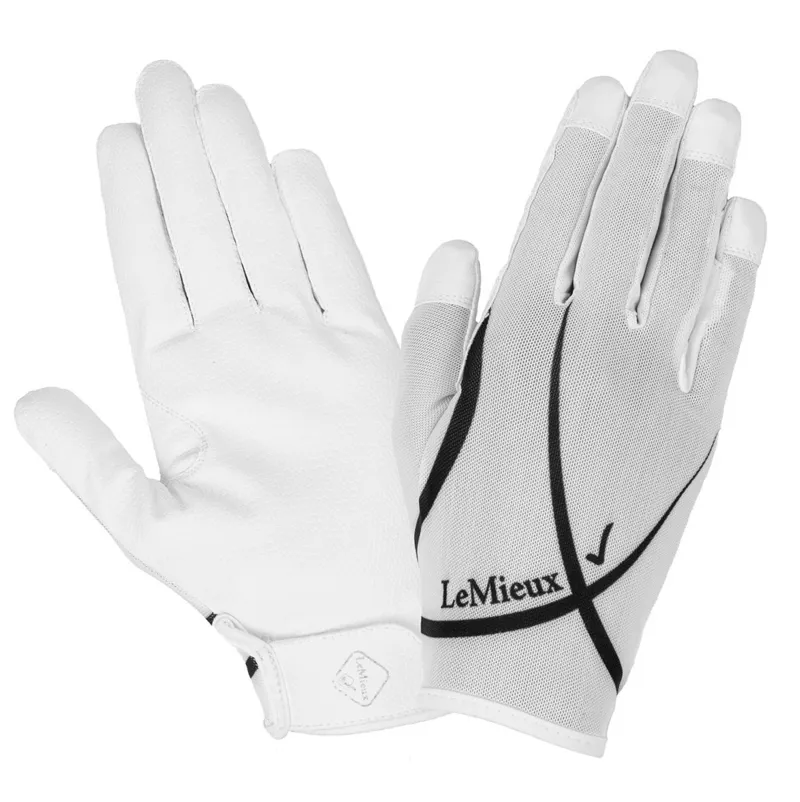 LeMieux Soleil Mesh Riding Gloves - White-1
