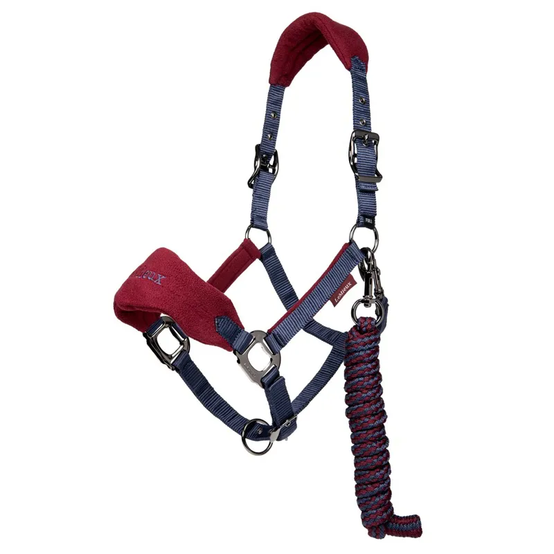 LeMieux Vogue Halter and Lead Rope Set - Navy/Burgundy-1