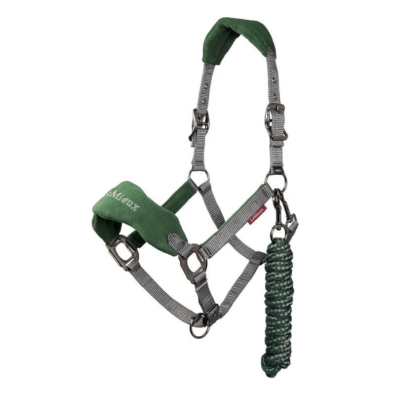 LeMieux Vogue Halter and Lead Rope Set - Hunter Green/Grey-1