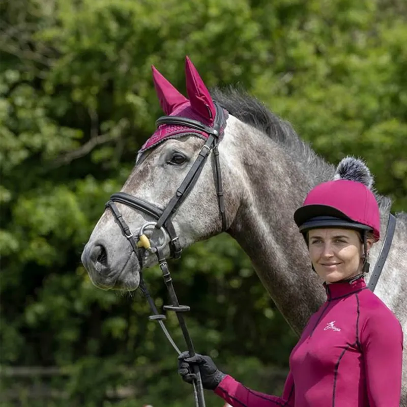 LeMieux Classic Fly Bonnet - Mulberry / Grey-1