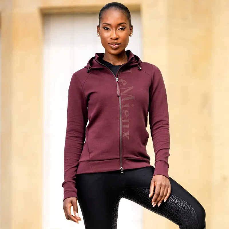 LeMieux Elite Zip-Up Ladies Hoodie - Burgundy-2