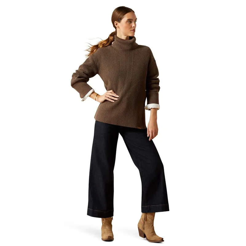 Ariat Country Lendal Womens Sweater - Coffee Brown Heather-1