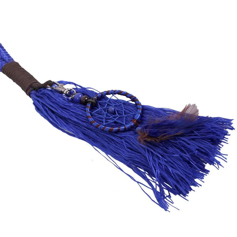QHP Liberty Combi Rope Halter with Reins - Cobalt Blue-2