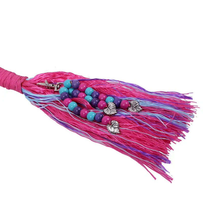 QHP Liberty Combi Rope Halter with Reins - Fuchsia-2