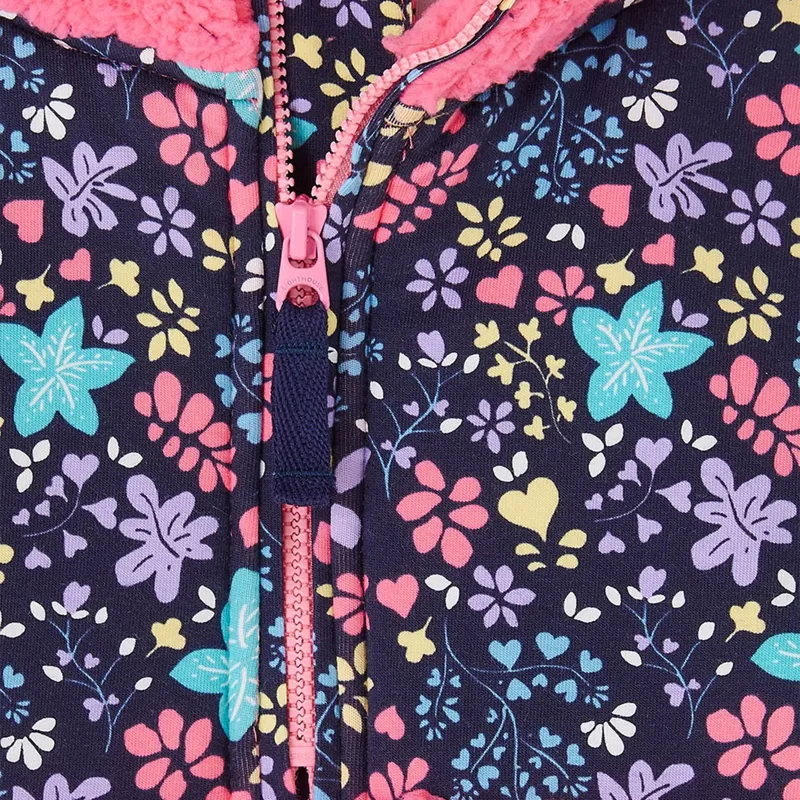 Lighthouse Cassie Girls Fleece Pullover - Pink/Floral Print-5