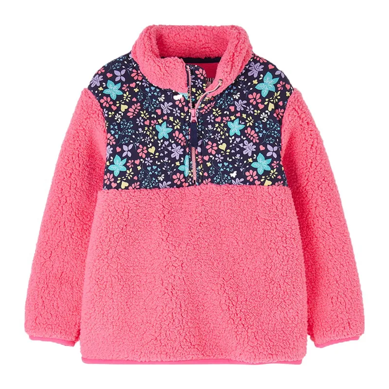 Lighthouse Cassie Girls Fleece Pullover - Pink/Floral Print-3