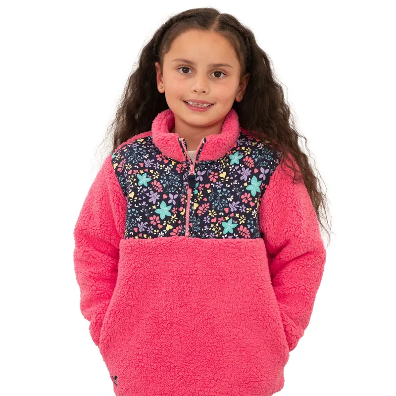 Lighthouse Cassie Girls Fleece Pullover - Pink/Floral Print-1