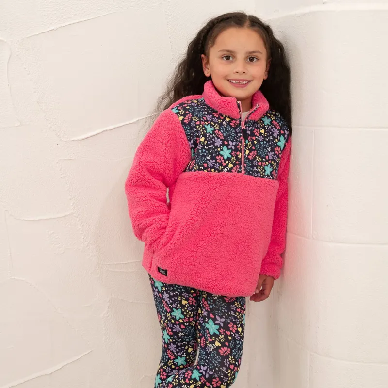Lighthouse Cassie Girls Fleece Pullover - Pink/Floral Print