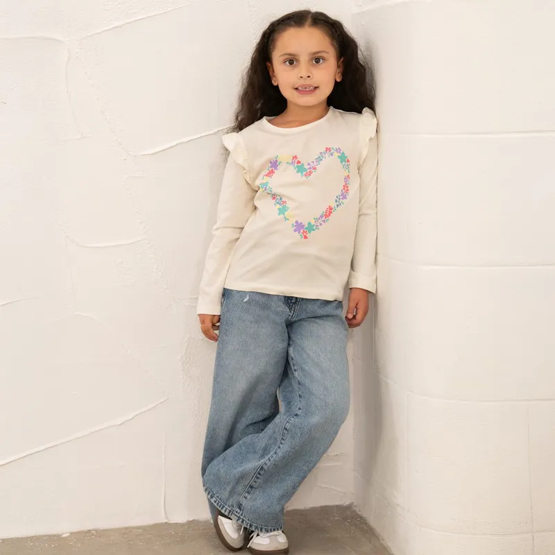 Lighthouse Causeway Junior Girls Long Sleeve Tee - Floral Heart-2