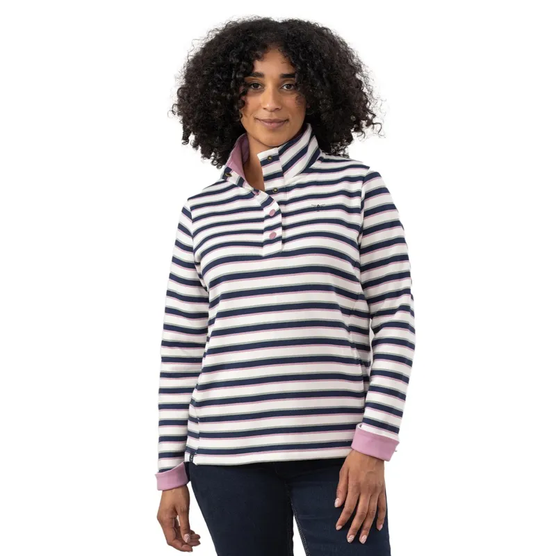 Lighthouse Haven II Women's Brushed Jersey - Navy/Sage/Rosa Stripe