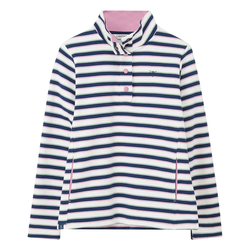 Lighthouse Haven II Women's Brushed Jersey - Navy/Sage/Rosa Stripe-5