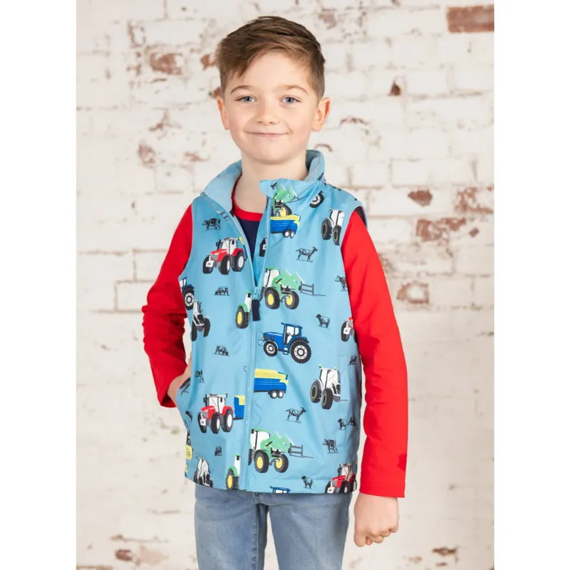 Lighthouse Alex Junior Boys Waterproof Vest - Blue Tractor Print-3